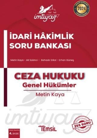 İmtiyaz İdari Hakimlik Soru Bankası Ceza Hukuku - Genel Hükümler | Temsil Kitap (Ciltsiz)  - Resim 1