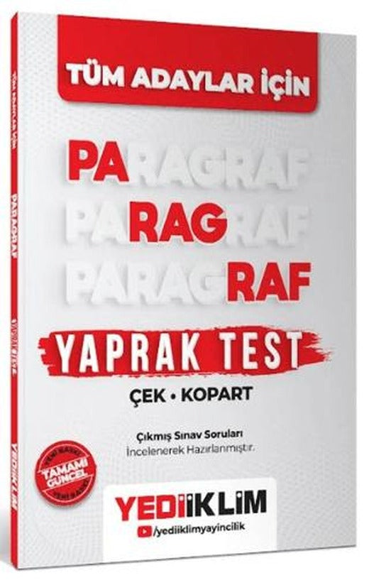 Tüm Adaylar İçin Paragraf Çek Kopart Yaprak Test | Yediiklim Yayınları (Ciltsiz)