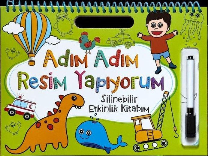 Adım Adım Resim Yapıyorum - Yeşil Kapak - Silinebilir Etkinlik Kitabım | Net Çocuk Yayınları (İnce Kapak)
