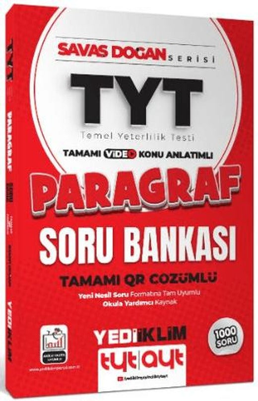 2025 TYT Savaş Doğan Serisi Tamamı Video Konu Anlatımlı ve QR Çözümlü Paragraf Soru Bankası | Yediiklim Yayınları (Ciltsiz)