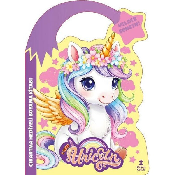 Unicorn - Yıldız Sensin! Çıkartma Hediyeli Boyama Kitabı | Doğan Çocuk (İnce Kapak)