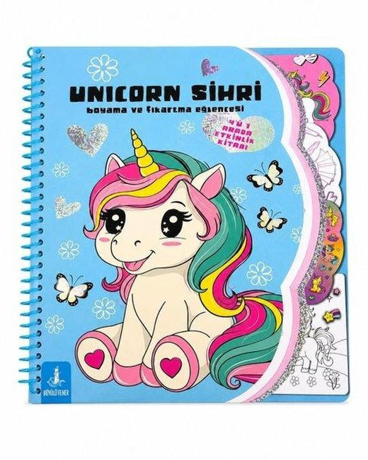 Unicorn Sihri - Boyama ve Çıkartma Eğlencesi | Büyülü Fener (İnce Kapak)