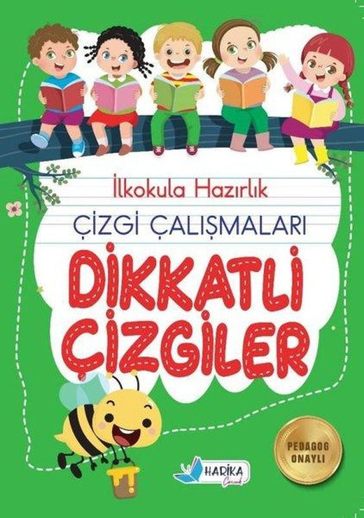5 - 6 Yaş İlkokula Hazırlık Çizgi Çalışmaları Dikkatli Çizgiler | Harika Çocuk (İnce Kapak)