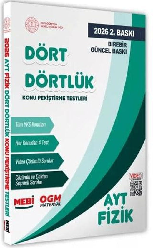 2026 YKS-AYT MEBİ-OGM Dört Dörtlük Fizik Pekiştirme Testi Soru Bankası Video Çözümlü