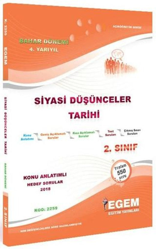 2. Sınıf 4. Yarıyıl Siyasi Düşünceler Tarihi Konu Anlatımlı Hedef Sorular - Kod 2259