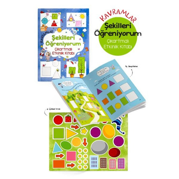 Kavramlar - Şekilleri Öğreniyorum Çıkartmalı Etkinlik Kitabı 3 + Yaş | Bigkids Yayınları (İnce Kapak)