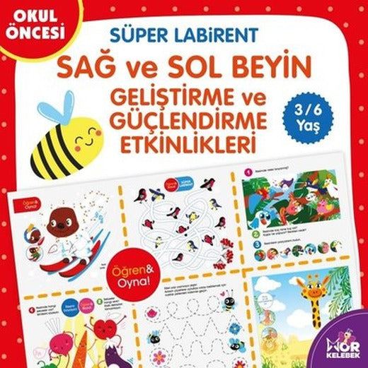 Okul Öncesi Süper Labirent 3 - 6 Yaş Mor Kelebek: Sağ ve Sol Beyin Geliştirme ve Güçlendirme Etkinlikl | Halk Kitabevi