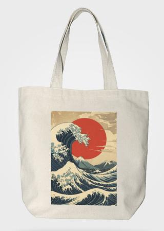 Bez Çanta Gabardin Kumaş %100 Pamuk - Kanagawa Dalgası | Bcoverart - Resim 1