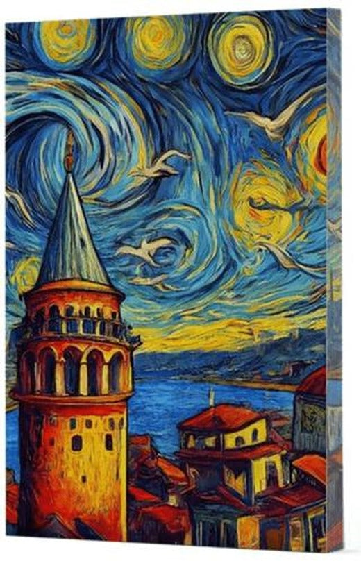 Van Gogh 5 - Galata Çizgili Yan Boyamalı Defter | Vivago Art