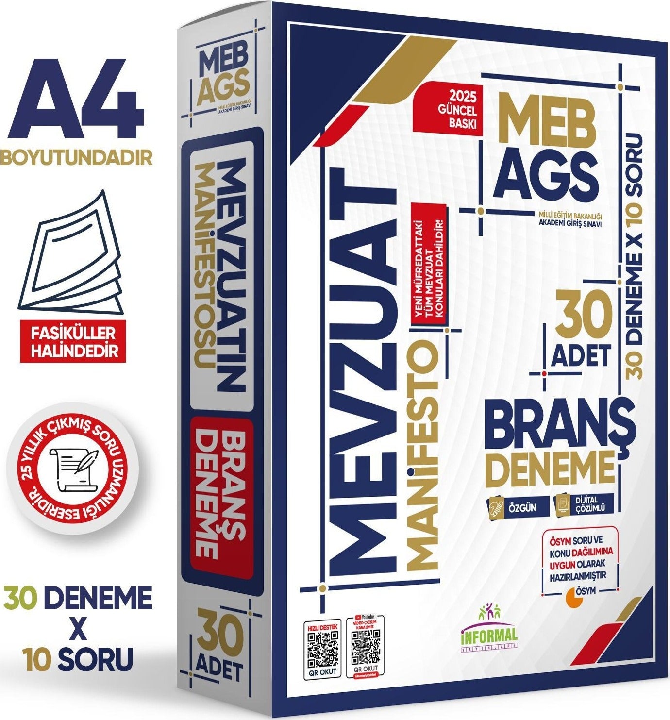 2025 MEB AGS Mevzuat Manifesto Branş Deneme Paketi 30lu Fasikül Seti Özgün Dijital Çözümlü