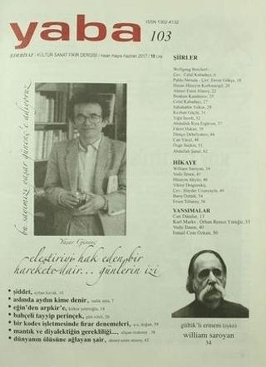 Yaba Edebiyat Dergisi Sayı: 103 /Nisan Mayıs Haziran 2017 | Yaba Dergisi Yayınları (Ciltsiz)