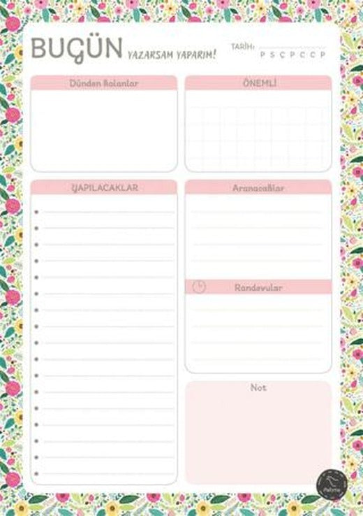 Süresiz Günlük Planlayıcı - Çiçek Desenli | Paloma Yayınevi