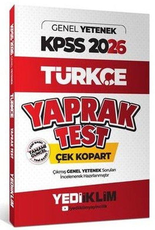 2026 KPSS Genel Yetenek Türkçe Çek Kopart Yaprak Test | Yediiklim Yayınları (İnce Kapak)