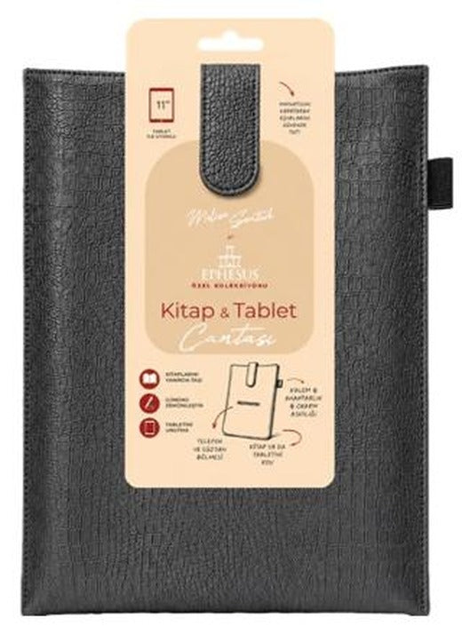 Yeni Nesil Kitap ve Tablet Çantası - Özel Deri Dokulu Antrasit | Ephesus Yayınları (Ciltsiz)