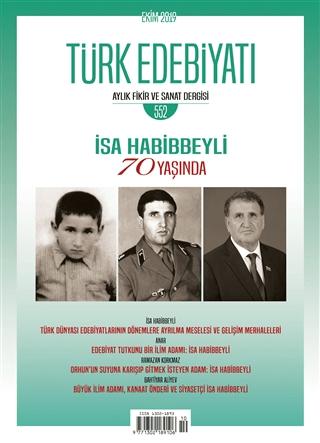 Türk Edebiyatı Dergisi Sayı: 552 Ekim 2019 | Türk Edebiyatı Dergisi (Ciltsiz)  - Resim 1