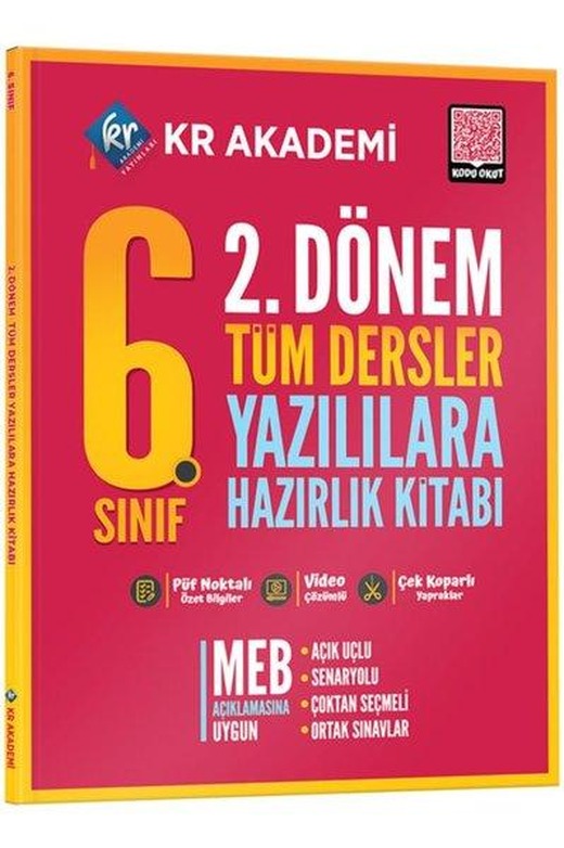 6. Sınıf 2. Dönem Tüm Dersler Yazılılara Hazırlık Kitabı | KR Akademi (İnce Kapak)