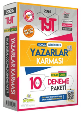 2024 YKS-TYT YENİ SİSTEM Yazarlar Karması Türkiye Geneli 10lu Çözümlü KOLAY-ORTA Seviye Deneme Paket - Kolektif kitap kapağı