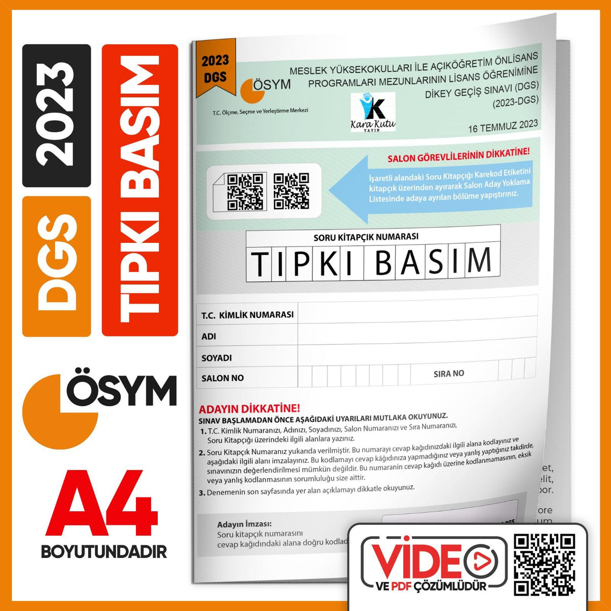 2023 DGS Sayısal-Sözel ÖSYM Tıpkı Basım Çıkmış Soru Deneme Kitapçığı (Video Çözümlü Türkiye Geneli) kitap kapağı