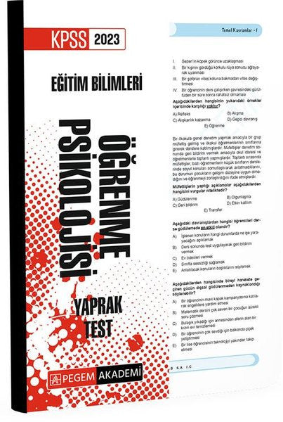 2023 KPSS Eğitim Bilimleri Öğrenme Psikolojisi Yaprak Test - Kolektif kitap kapağı