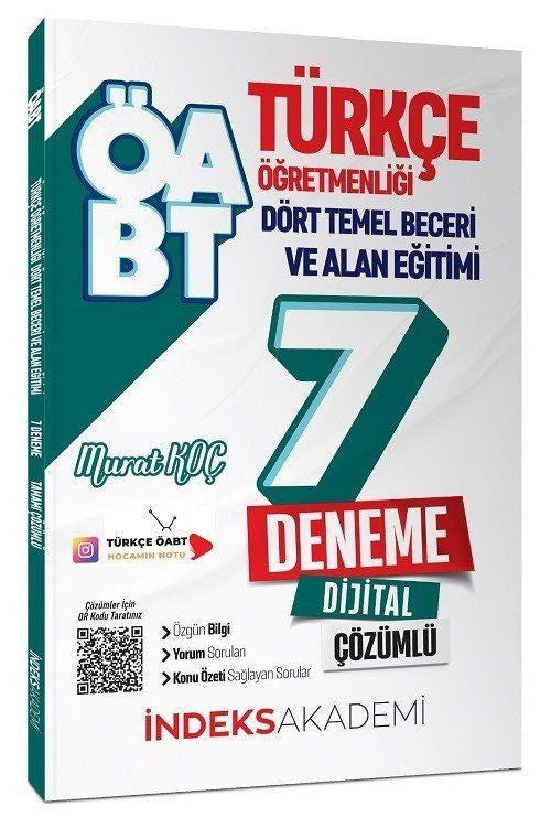 İndeks Akademi 2023 ÖABT Türkçe Dört Temel Beceri ve Alan Eğitimi 7 Deneme PDF Çözümlü - Murat Koç kitap kapağı