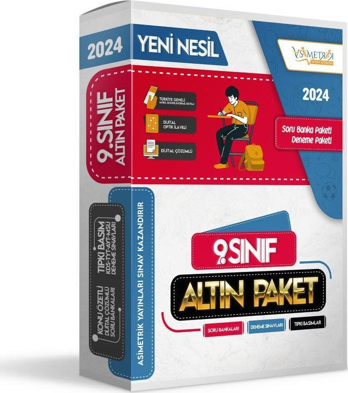 2024 9.Sınıf ALTIN PAKET Konu Özetli Dijital Çözümlü Çıkmış Soru Bankaları ve SARMAL Deneme Seti kitap kapağı