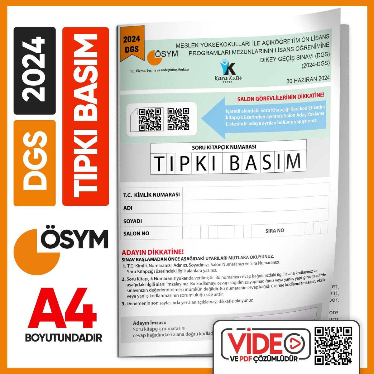 2024 DGS Sayısal-Sözel ÖSYM Tıpkı Basım Çıkmış Soru Deneme Kitapçığı (Video Çözümlü Türkiye Geneli) kitap kapağı