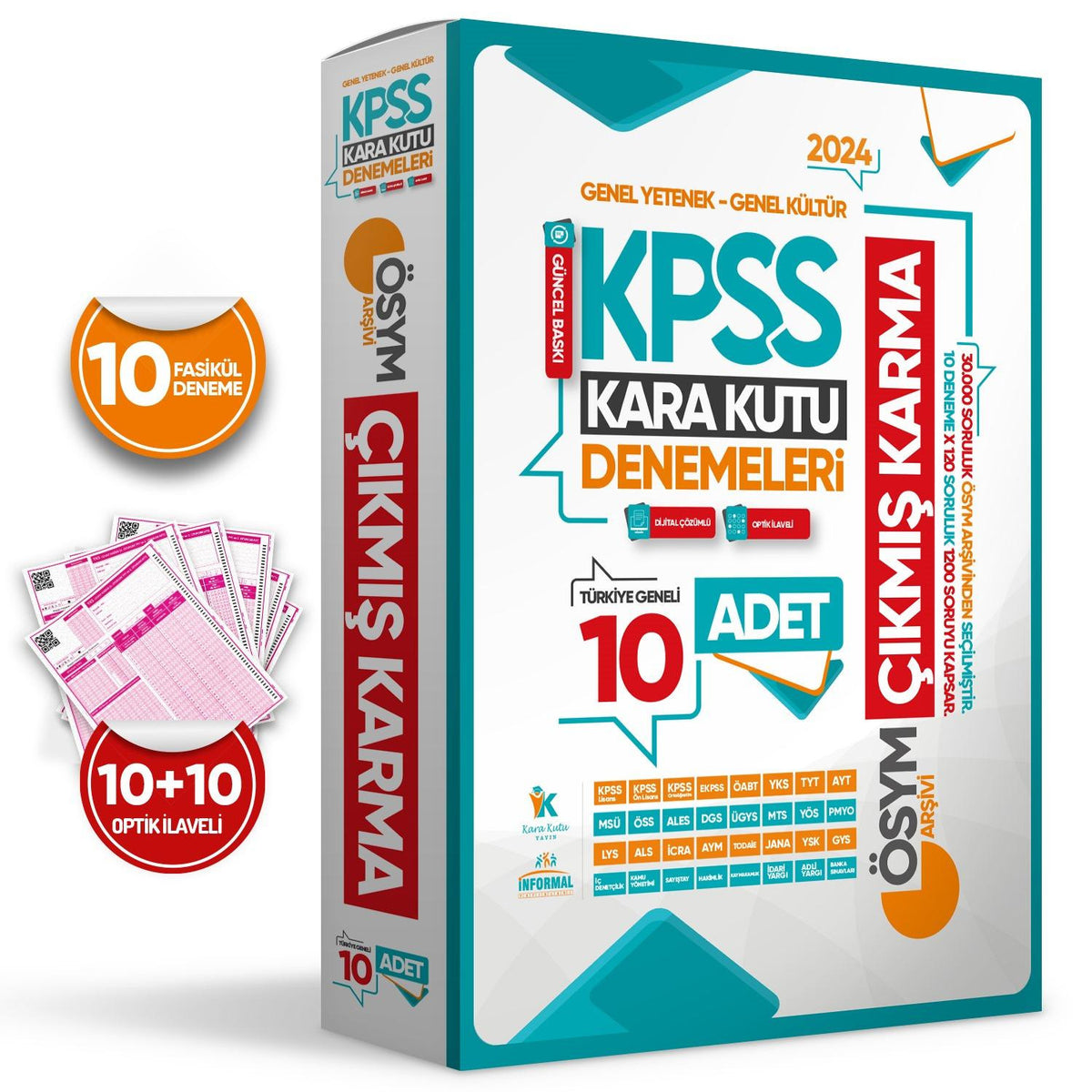 2024 KPSS Genel Kültür Genel Yetenek ÖSYM Çıkmış Karma Karakutu 10lu Deneme Dijital Çözümlü kitap kapağı