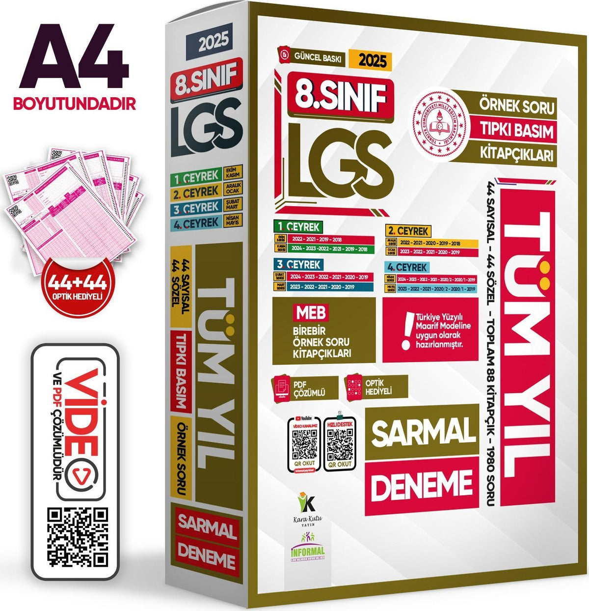 2025 8.Sınıf LGS TÜM YIL Aylık SARMAL Konu Deneme Seti MEB Örnek Soru Tıpkı Basım Çözümlü PAKET kitap kapağı