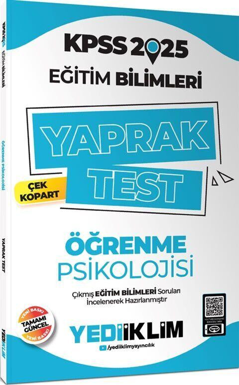 2025 KPSS Eğitim Bilimleri Öğrenme Psikolojisi Çek Kopart Yaprak Test Yediiklim Yayınları kitap kapağı