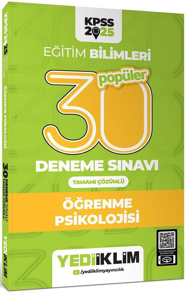 2025 KPSS Eğitim Bilimleri 30 Popüler Öğrenme Psikolojisi Tamamı Çözümlü Deneme Sınavı - Komisyon kitap kapağı