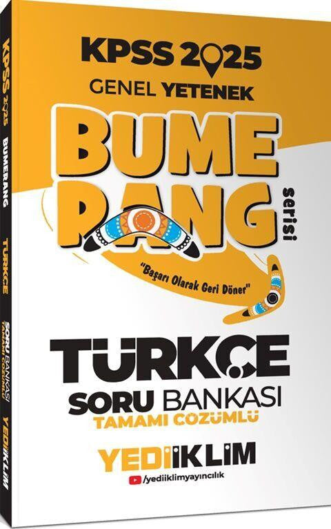 2025 KPSS Genel Yetenek Bumerang Türkçe Tamamı Çözümlü Soru Bankası Yediiklim Yayınları - Komisyon kitap kapağı