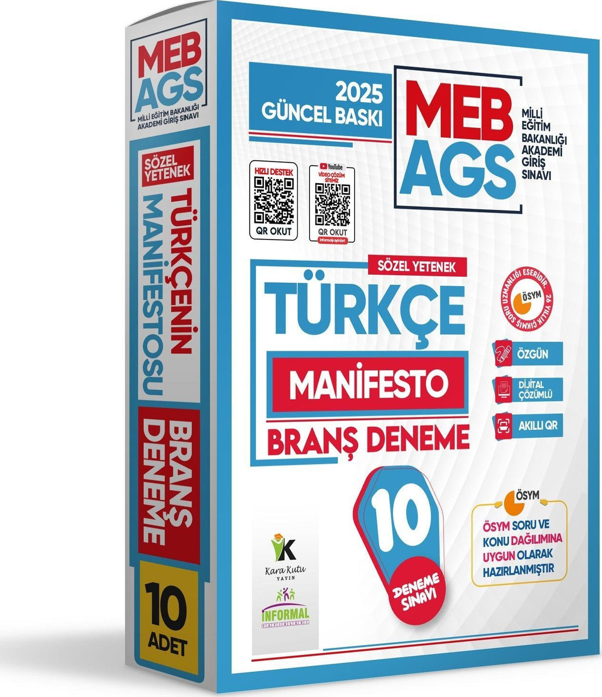 2025 MEB AGS Sözel Yetenek TÜRKÇE Manifesto Branş Deneme Paketi 10lu Özgün Dijital Çözümlü kitap kapağı