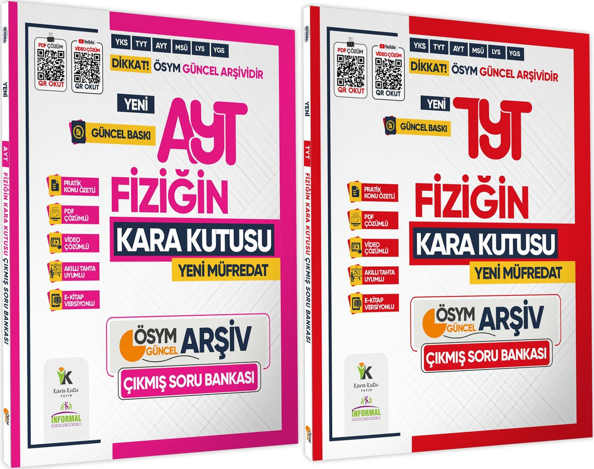 2025 TYT-AYT FİZİK Kara Kutu ÖSYM Çıkmış Soru Havuzu Bankası 2li SET Konu Özetli Video/PDF Çözümlü kitap kapağı