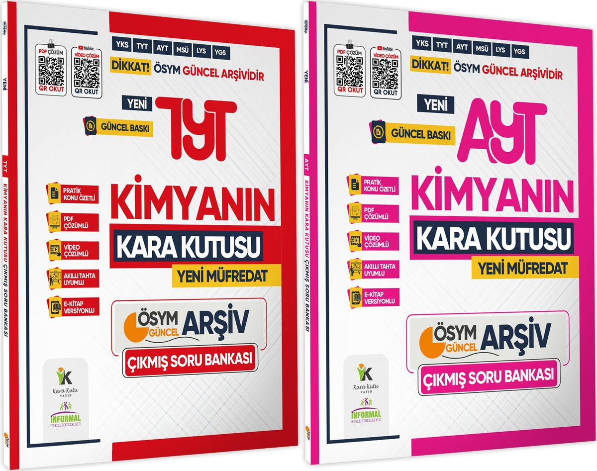 2025 TYT-AYT KİMYA Kara Kutu ÖSYM Çıkmış Soru Havuzu Bankası 2li SET Konu Özetli Video/PDF Çözümlü kitap kapağı