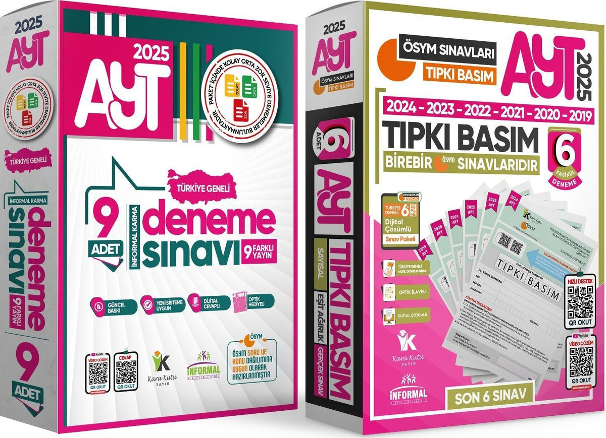 2025 YKS-AYT Ösym Çıkmış Soru 6lı Tıpkı Basım ve Kurumsal 9lu Özgün Paket Deneme Türkiye Geneli kitap kapağı
