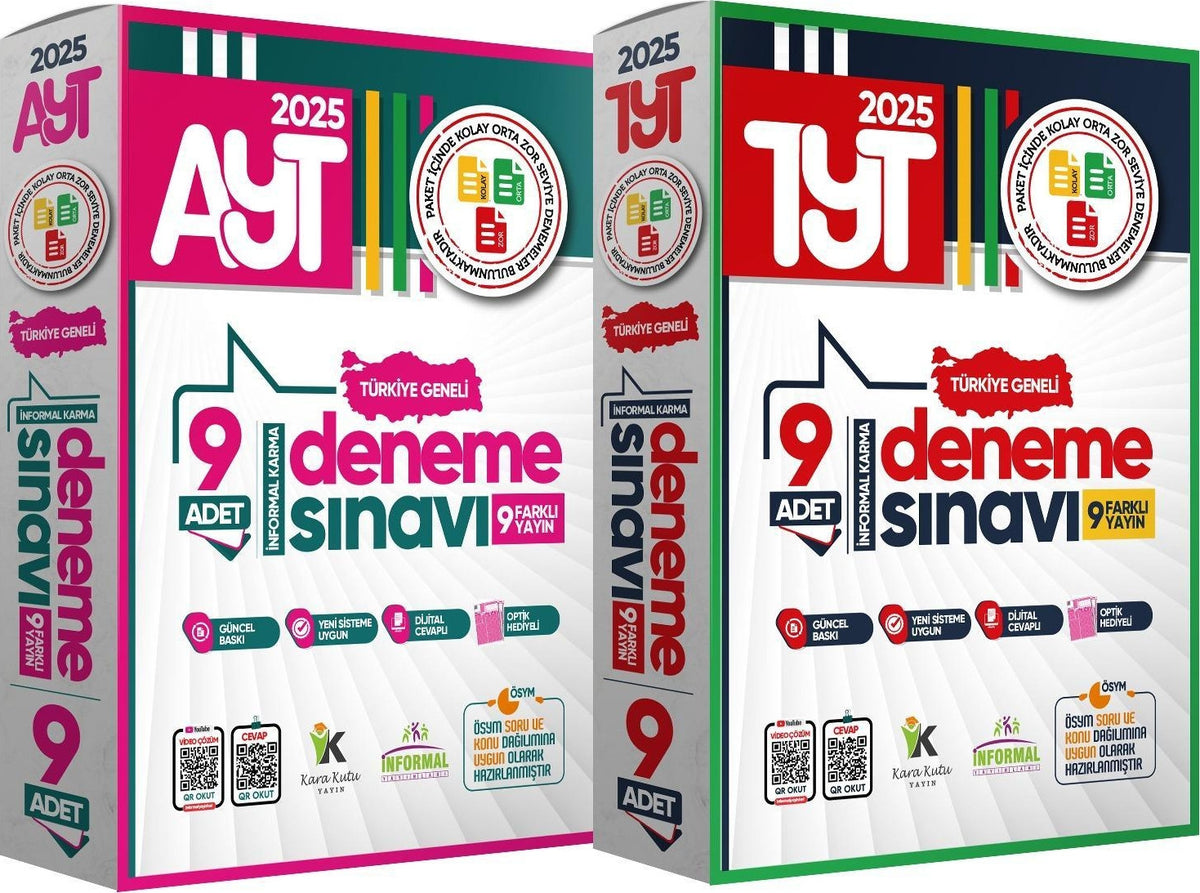 2025 YKS TYT-AYT Türkiye Geneli Kurumsal 18li (9+9) Paket Deneme Sınavı Dijital Cevaplı kitap kapağı