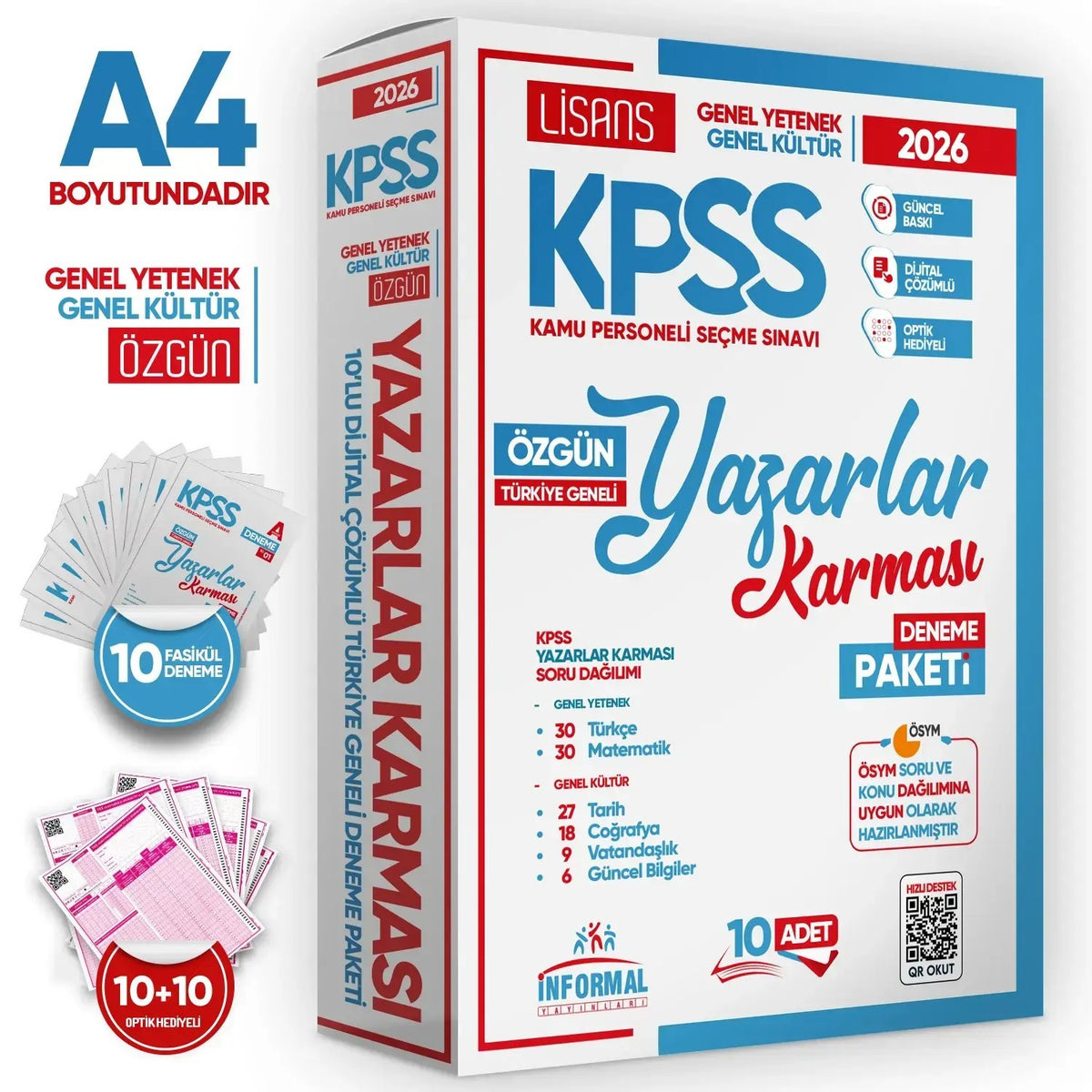 2026 KPSS Lisans Yazarlar Karması GYGK Türkiye Geneli Kurumsal 10lu Deneme Paketi İnformal Yayınları kitap kapağı
