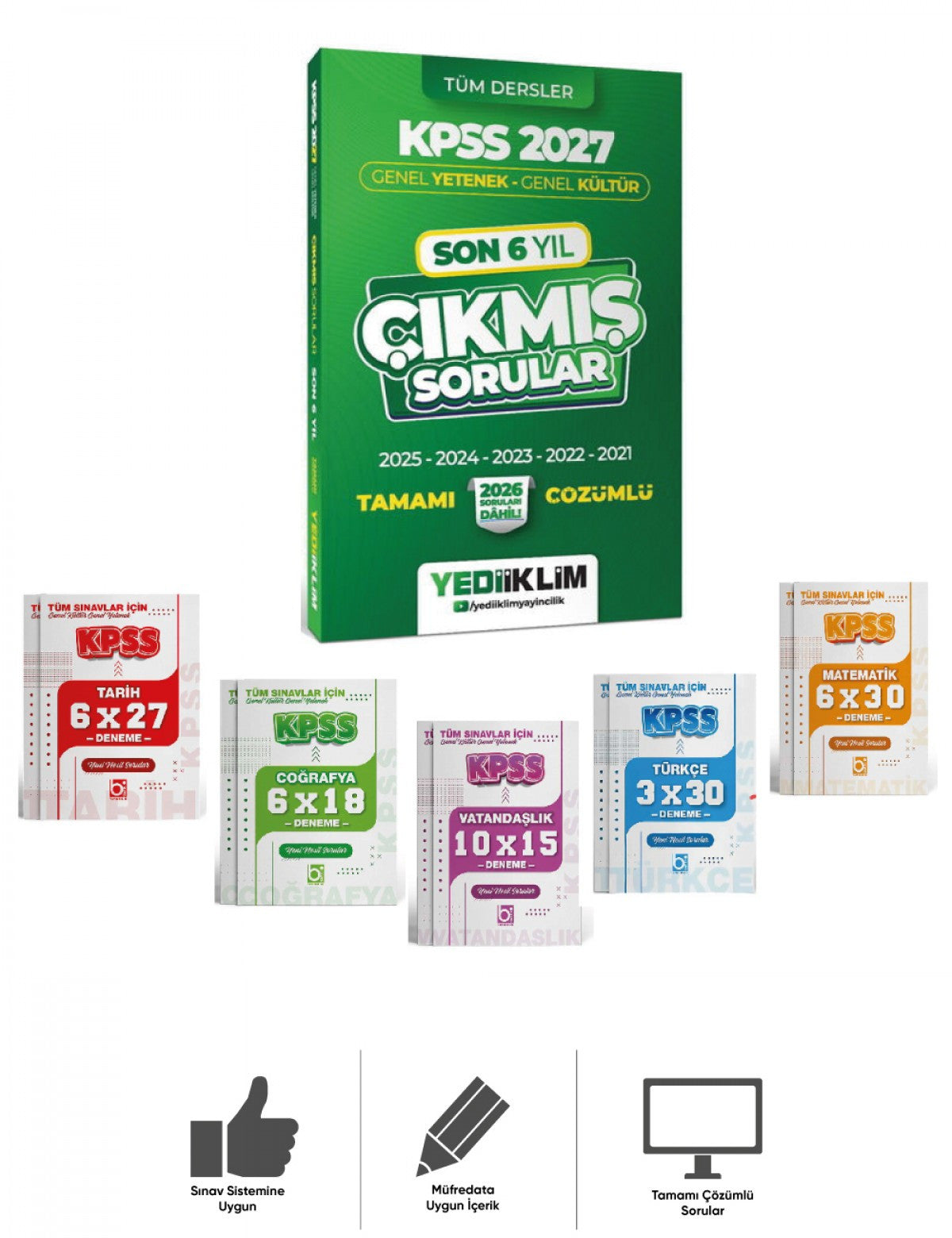 2027 KPSS Genel Yetenek Genel Kültür Son 6 Yıl Tüm Dersler Çıkmış Sorular + Deneme Sınavı 6 Kitap Bi kitap kapağı