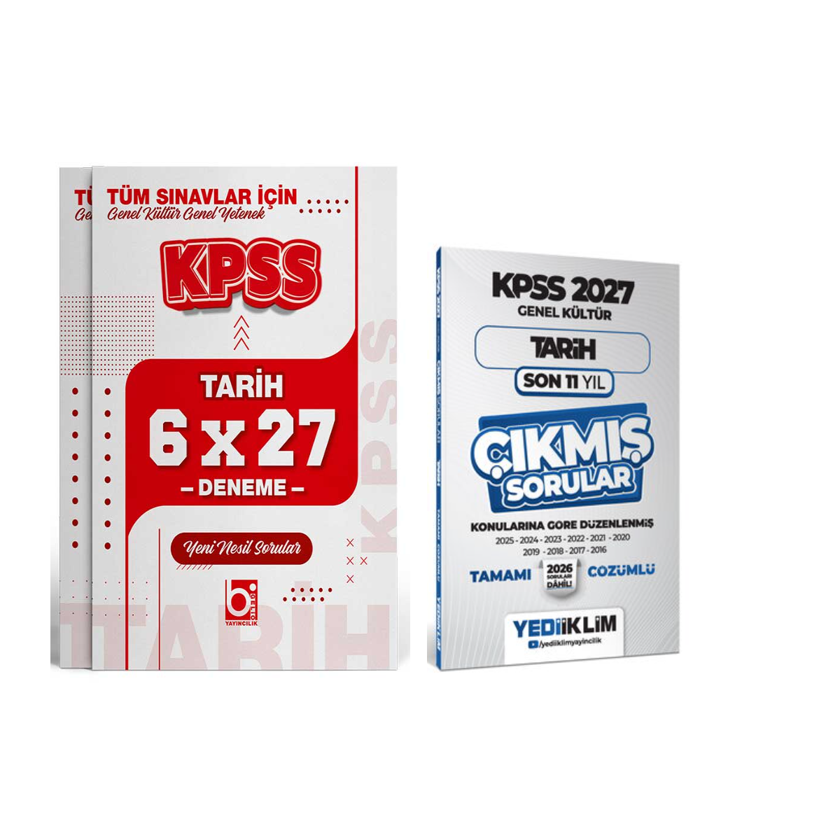 2027 KPSS GYGK Tarih Çıkmış Sorular ve Deneme Seti 2 Kitap Bigelio + Yediiklim kitap kapağı