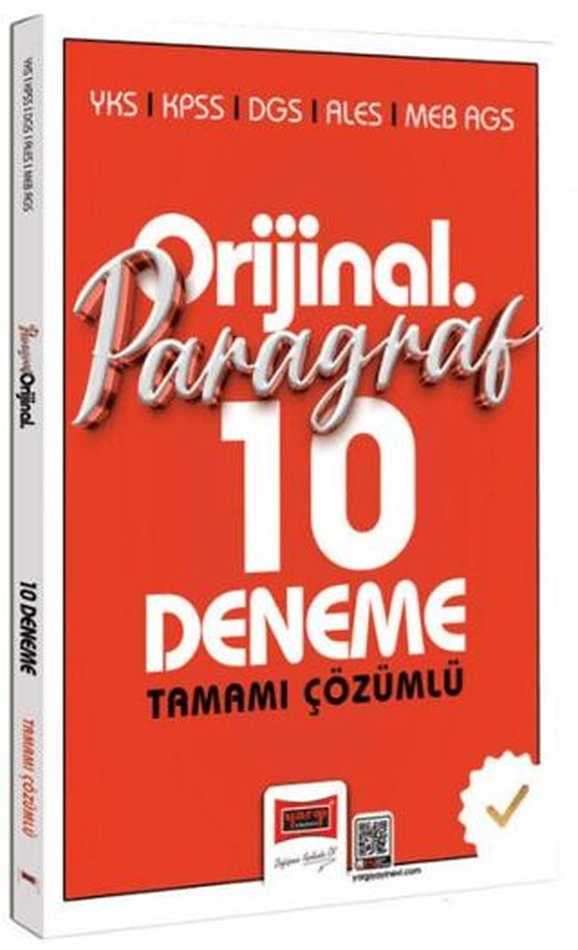 YKS KPSS DGS ALES MEB-AGS Orijinal Paragraf Tamamı Çözümlü 10 Deneme