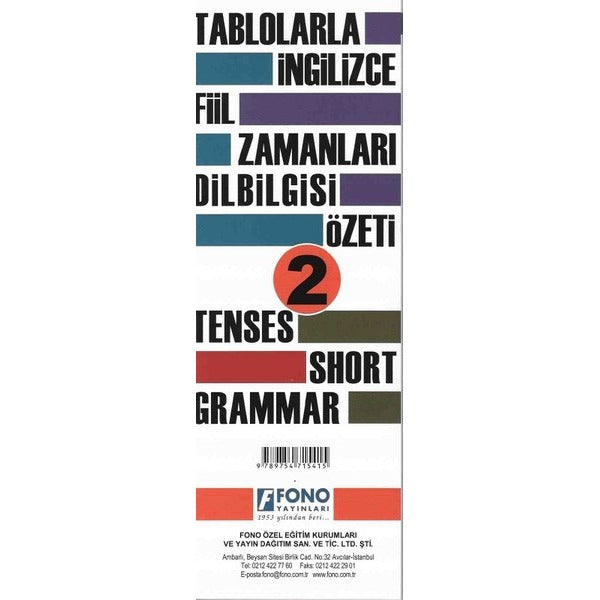 Tablolarla İngilizce Fiil Zamanları Dilbilgisi Özeti 2 | Fono Yayınları (İnce Kapak)