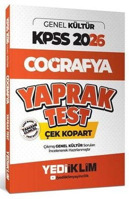 2026 KPSS - AGS Genel Kültür Coğrafya Çek Kopart Yaprak Test | Yediiklim Yayınları (İnce Kapak)