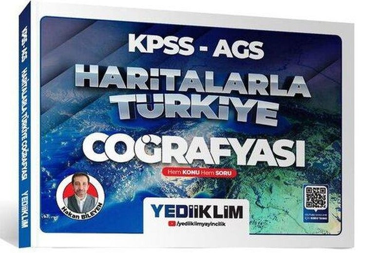 2026 KPSS AGS Haritalarla Türkiye Coğrafyası Hem Konu Hem Soru  - Hakan Bileyen | Yediiklim Yayınları (İnce Kapak)