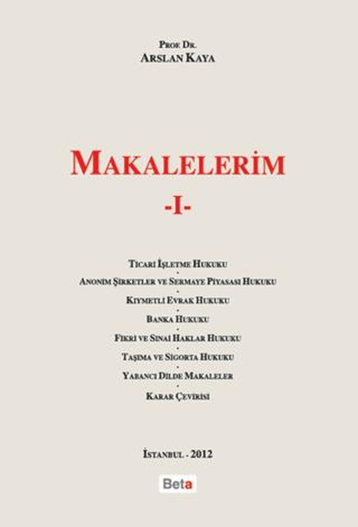 Makalelerim 1 | Beta Yayınevi (Ciltli)