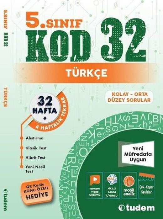 5. Sınıf Türkçe Kod 32 | Tudem Yayınları - Ders Kitapları (İnce Kapak)