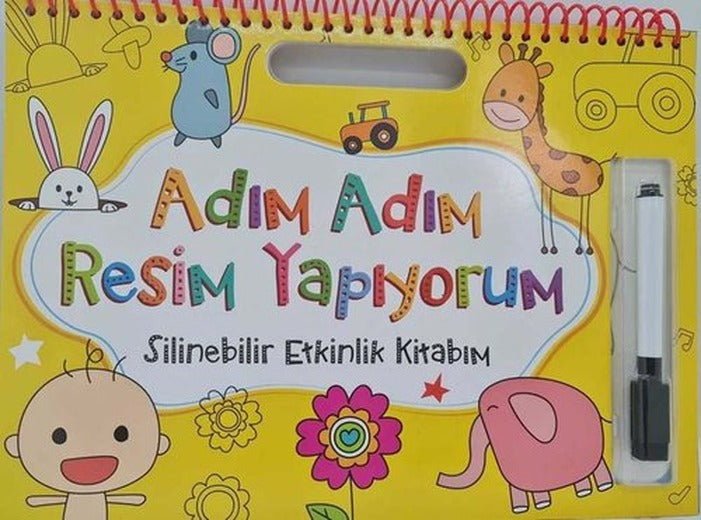 Adım Adım Resim Yapıyorum - Silinebilir Etkinlik Kitabım - Sarı | Net Çocuk Yayınları