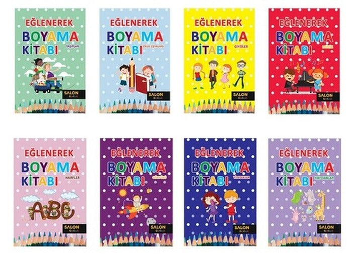Eğlenerek Boyama Seti-8 Kitap Takım | Salon Yayınları (İnce Kapak)