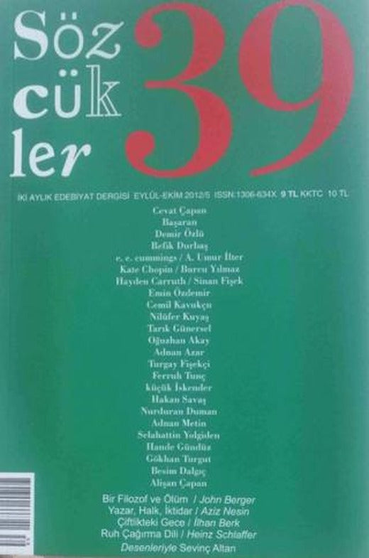 Sözcükler Dergisi Sayı: 39 Eylül - Ekim 2012 | Sözcükler Yayınları (Ciltsiz)