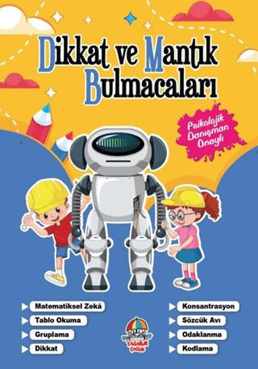 Dikkat Ve Mantık Bulmacaları - Lacivert Kitap | Yağmur Çocuk (Ciltsiz)