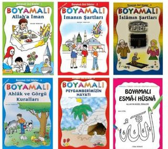 Çocuklar İçin Boyamalı Dini Bilgiler Seti (6 Kitap)